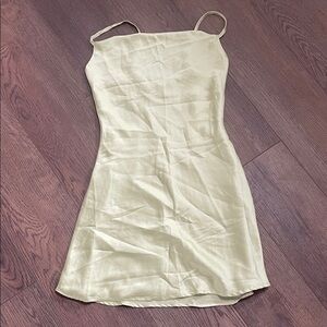 Hollister pale green/yellow Satin Slip Mini Dress